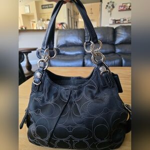 Coach Black Shoulder Bag with Silver Hardware